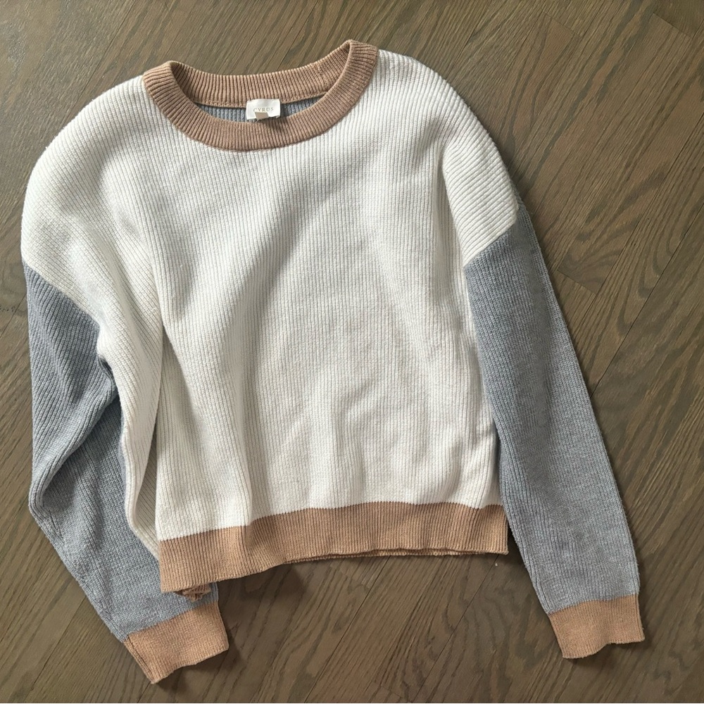 Cyrus New York women's ribbed color block sweater crew neck design women’s XL